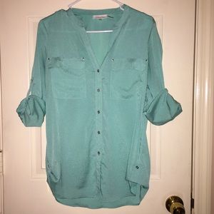 Calvin Klein Zip Pocket Utility Blouse NWOT Small